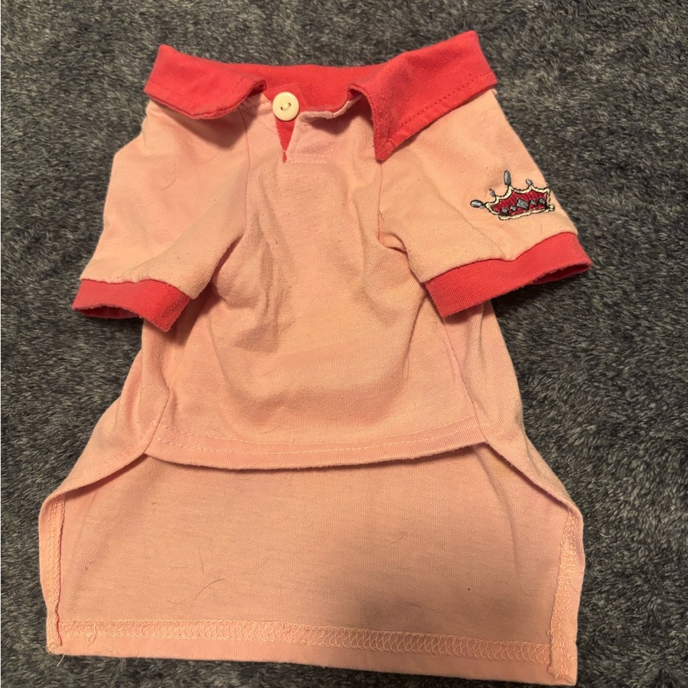 Pet Princess collared tee 
Crown. Pink. Dog. Size small